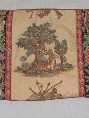 Vtg Greeff Warner & Sons England Hunting Stag Quilted Small Thrown Pillow Cover